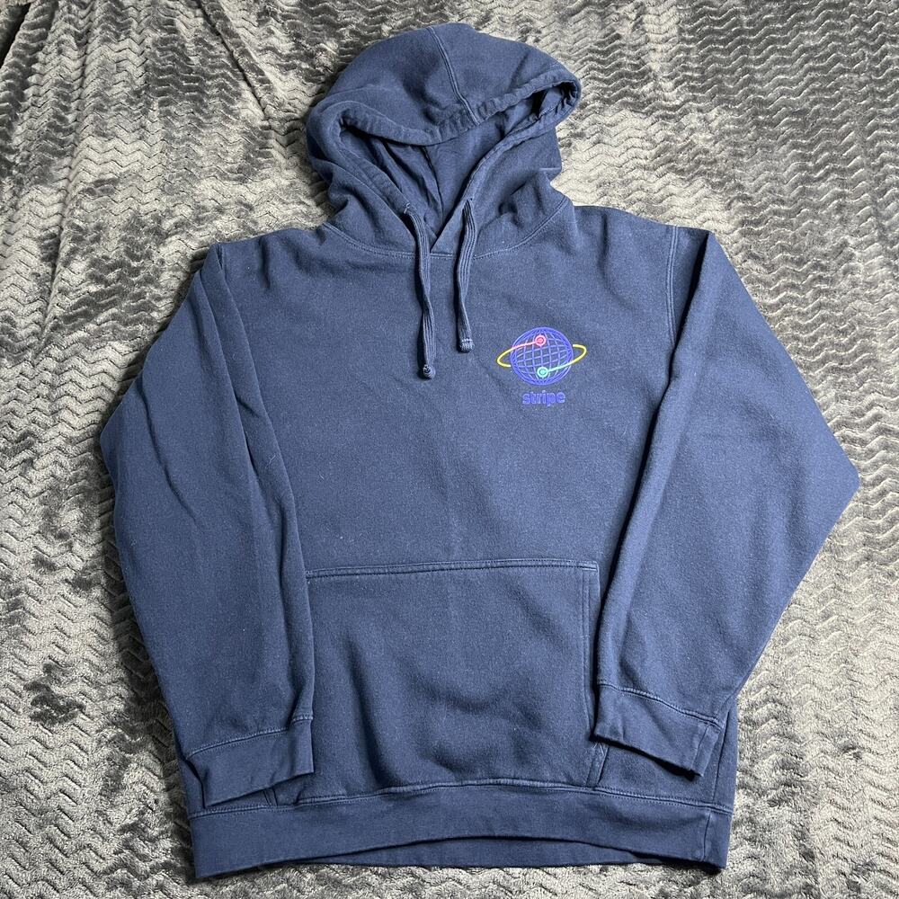 L.A.T. Apparel Sweatshirt Stripe Mens Size Large Blue Hoodie